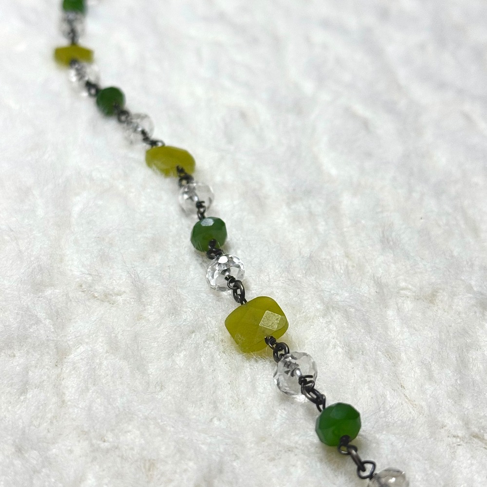 Vintage Silpada Sterling Silver Green Jade Crystal Beaded Necklace 17 inch - Picture 7 of 11